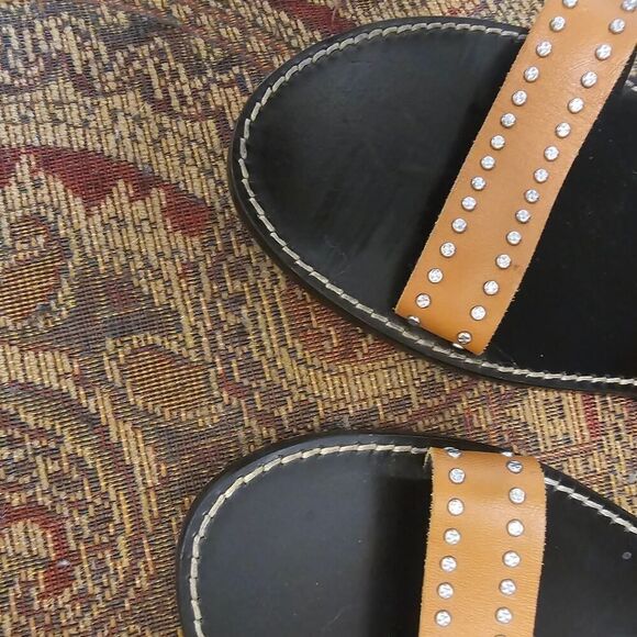 Zadig & Voltaire Studded Brown Leather Sandals Size 39 - Picture 7 of 10